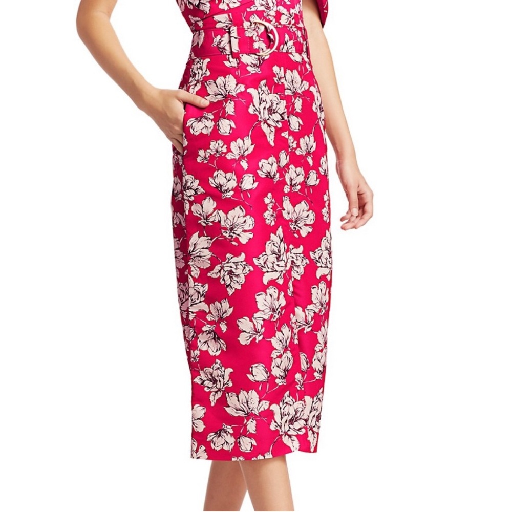 AMUR | ODINA Fuchsia High-Waisted Floral Long Skirt Sz 0 - Picture 3 of 15